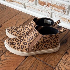Toms Leopard-Print Slip-On Sneakers in Tan and Black